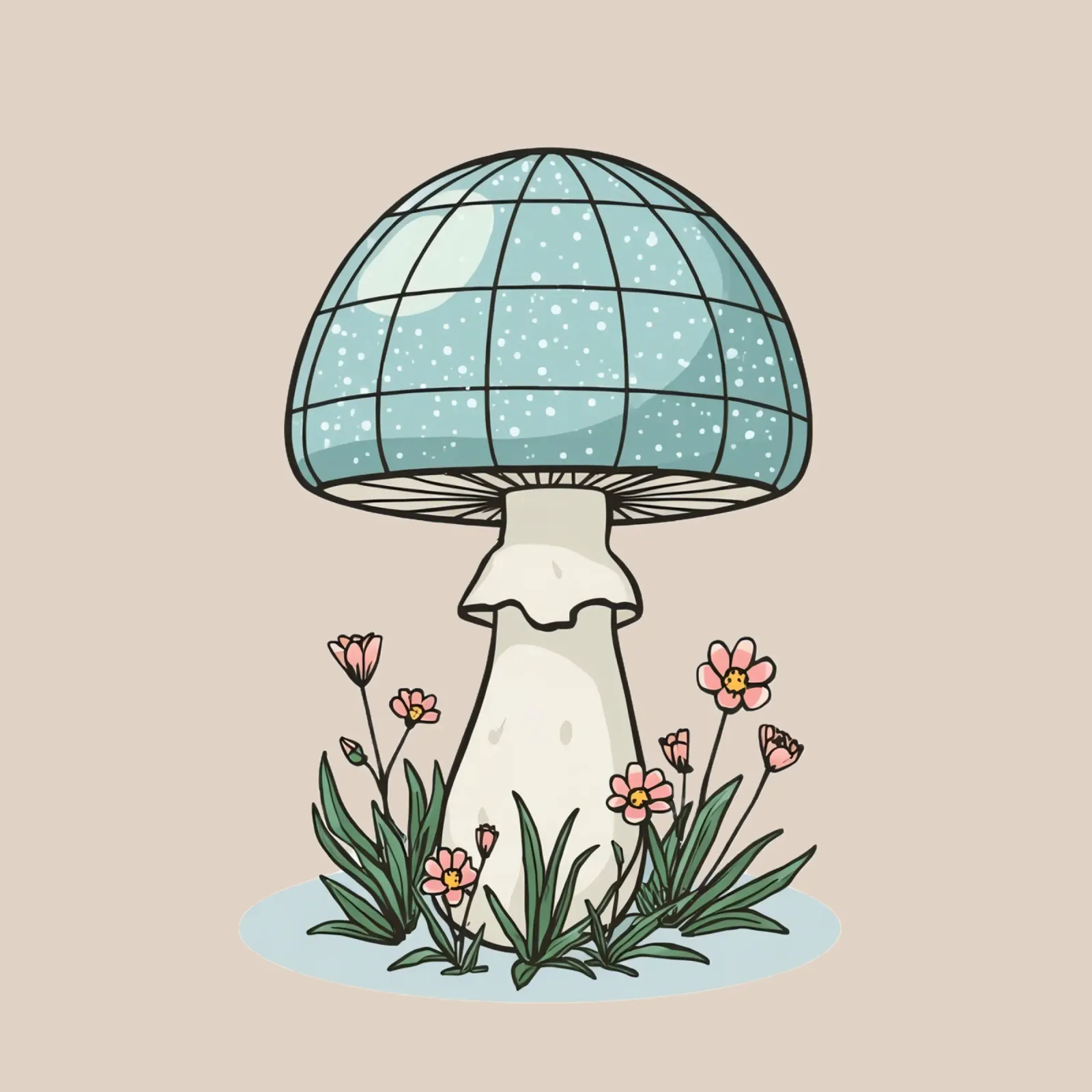 Fungo blu con fiori poster da DesignDoodle