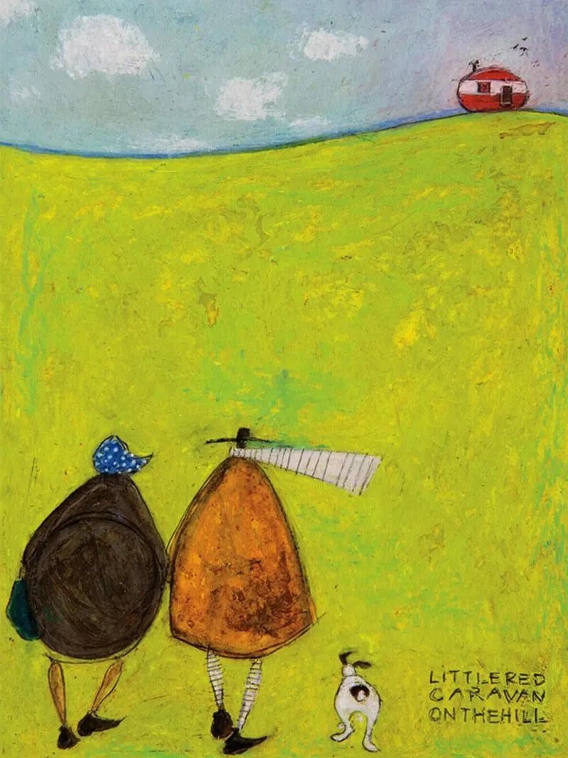 Sam Toft Little Red Caravan On The Hill Painting on canvas canvas by Patrick Mitchell