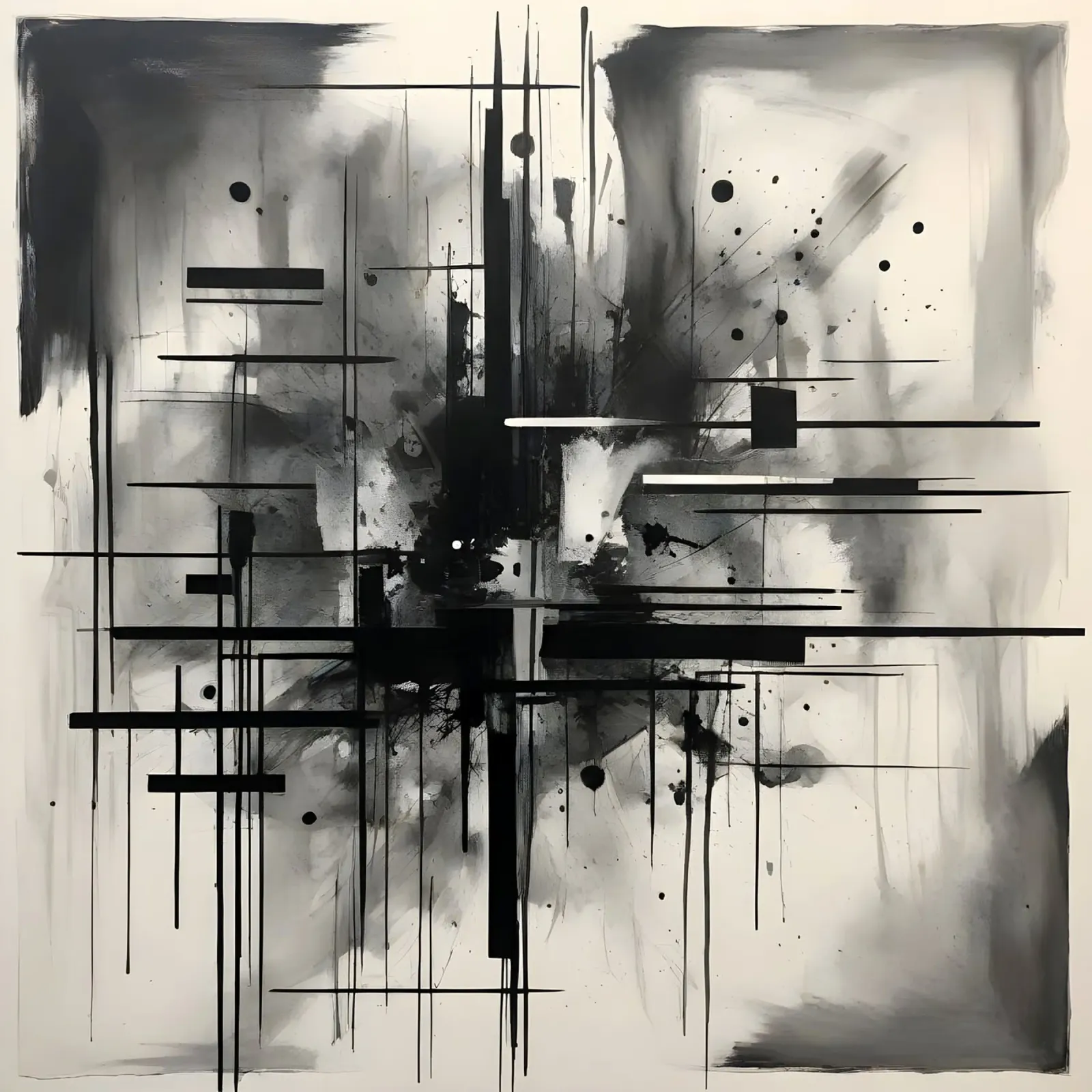 Monochrome Abstract Wall Art - Chaos and Structure 1/2 metacrilato de Lady Mathzeba