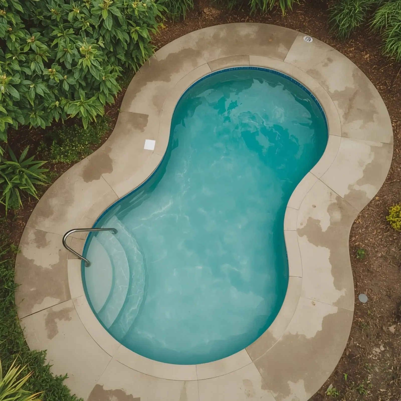 Vue aérienne d'une piscine en forme de rein poster de DesignDoodle