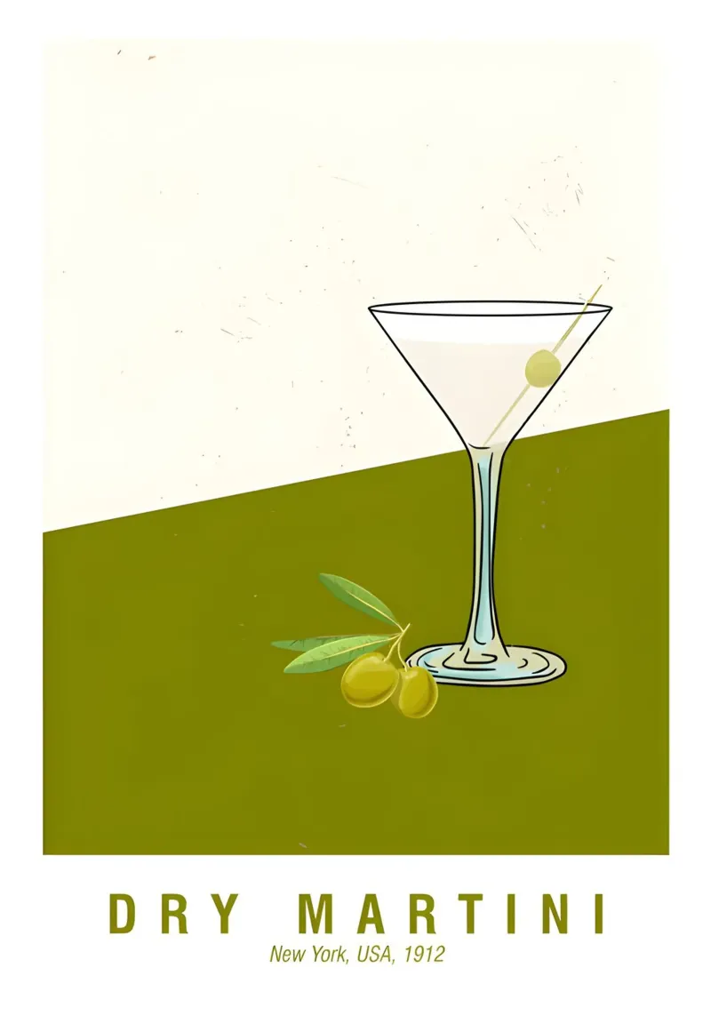 Martini Dry New York USA 1912 tela con Cornice a cassetta da janetlynn