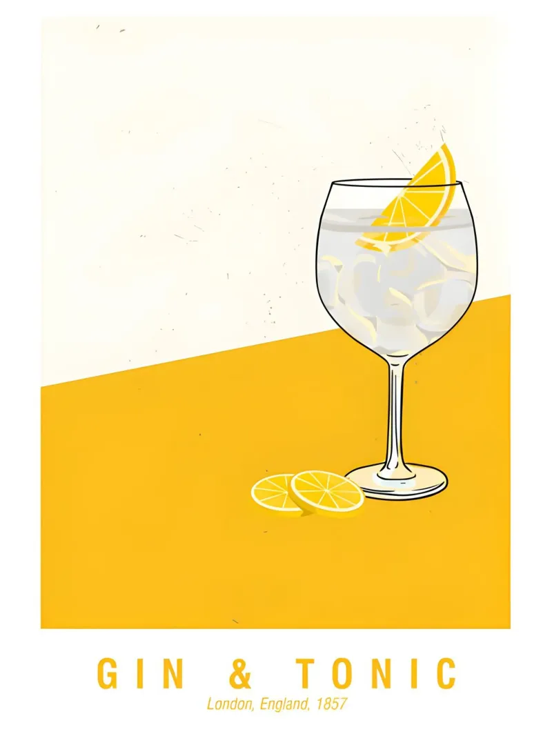 Gin And Tonic Londra Inghilterra 1857 poster con telaio in plastica da janetlynn