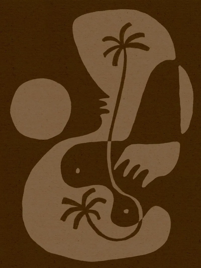 The Land Story 5 poster con telaio in alluminio da Shatha Al Dafai