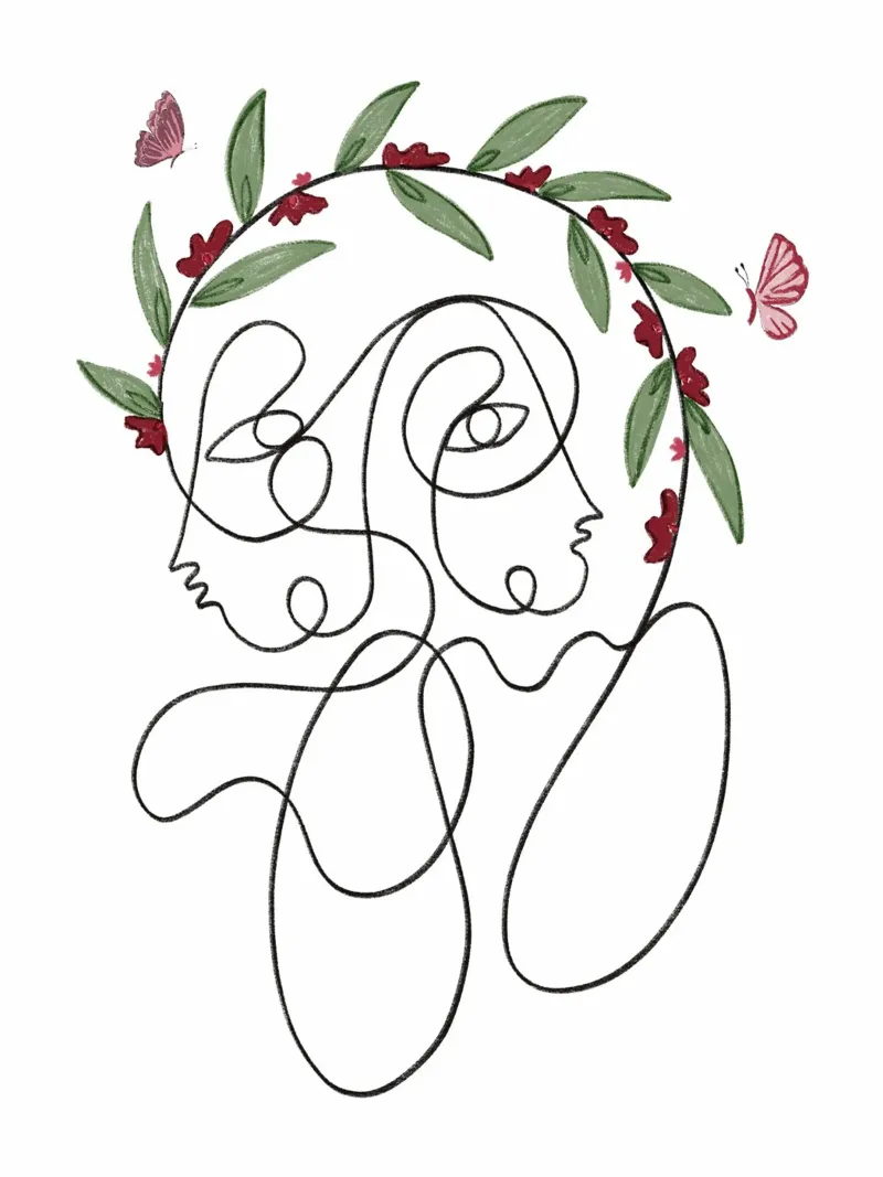 Blossoming Connection poster with aluminum frame by Shatha Al Dafai