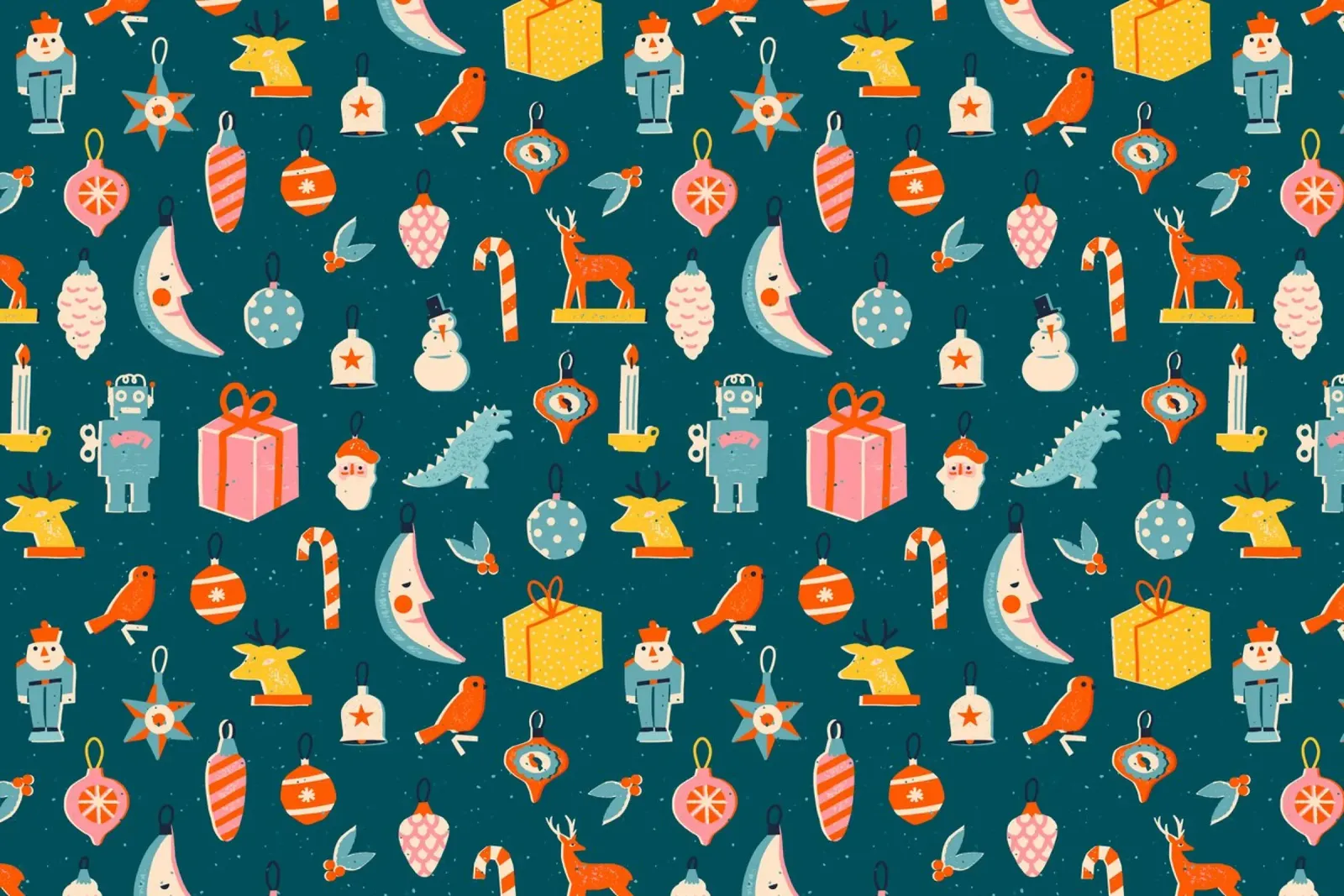 Christmas Pattern No 23 poster con telaio in legno da treechild