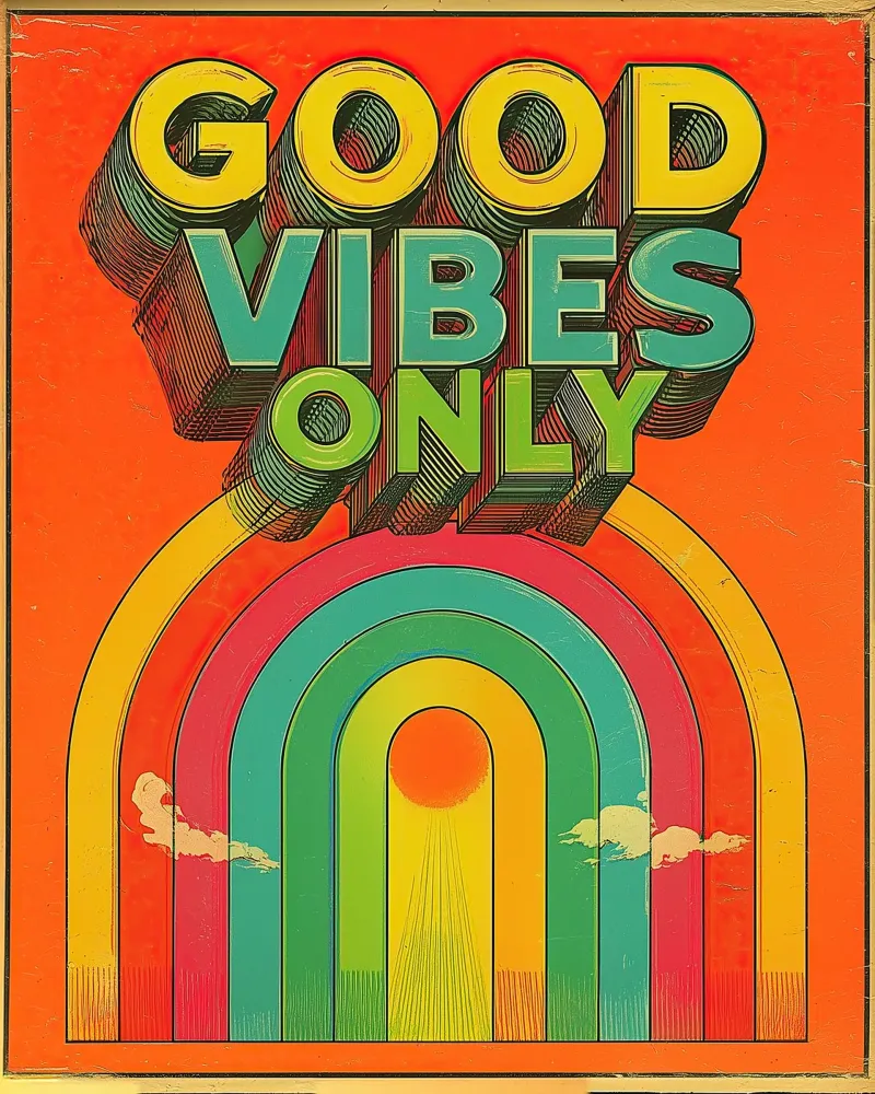 GOOD VIBES ONLY Creative Retro e Vintage Typography Canvas alluminio dibond da Kaji