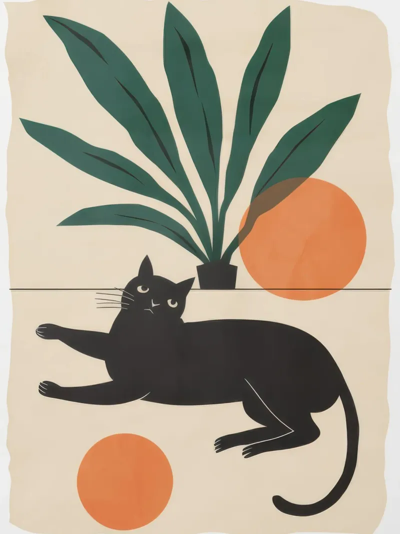 Serena quiete felina poster con telaio in plastica da Selene Shade