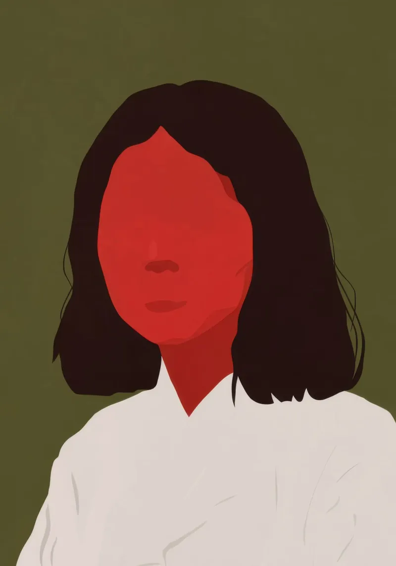 Donna in ombra rossa poster con telaio in legno da Luna Aura