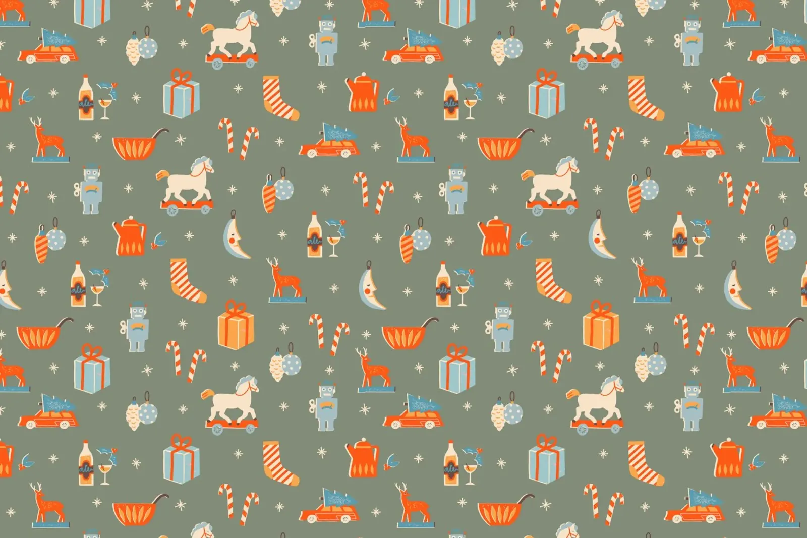 Christmas Pattern No 24 poster con telaio in legno da treechild