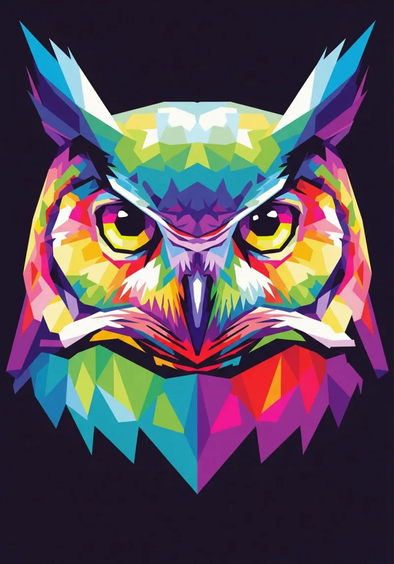 Colorato di gufo (3) poster con telaio in plastica da Wild Life studio