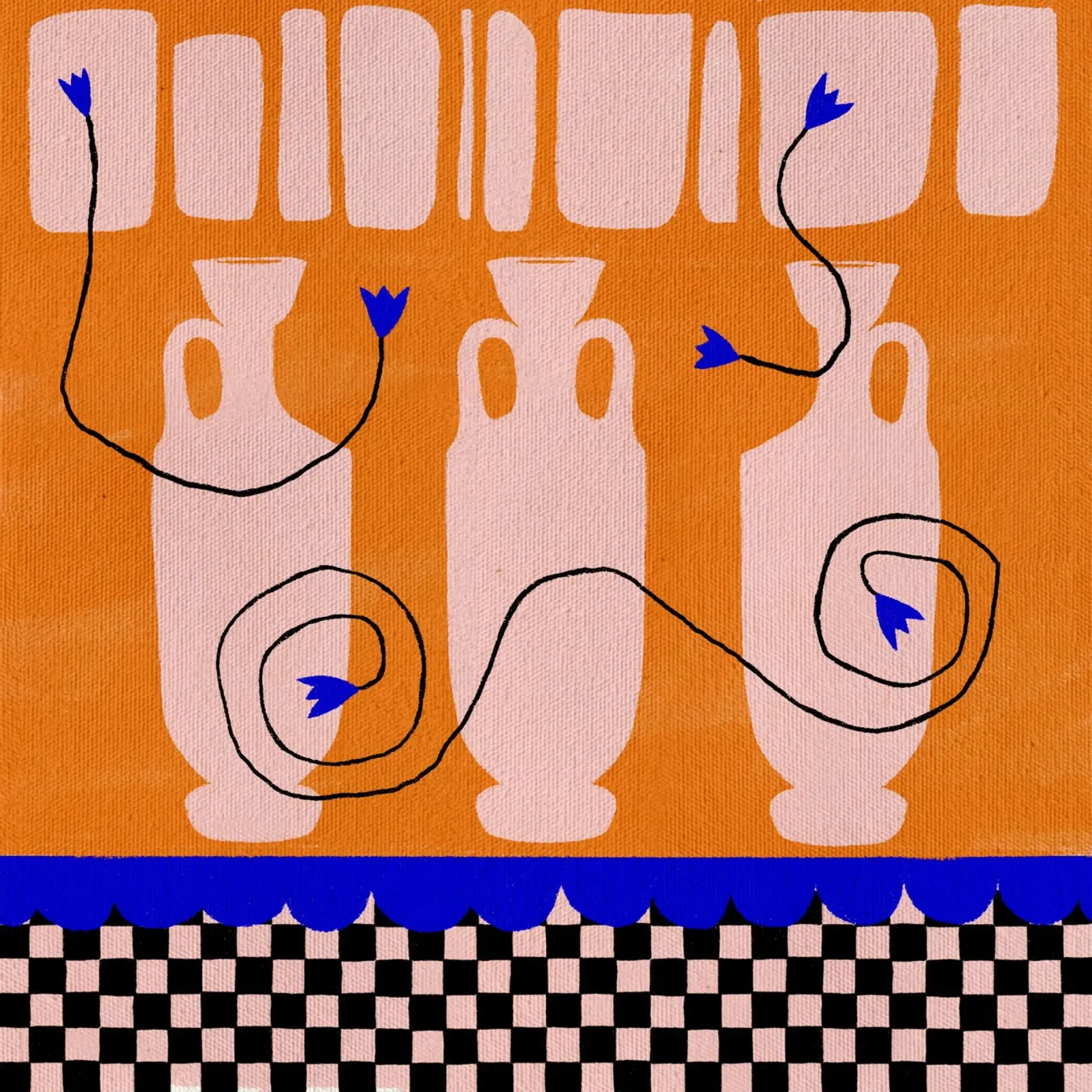 Out-of-Vase Blooms 10 poster con marco de madera de Shatha Al Dafai