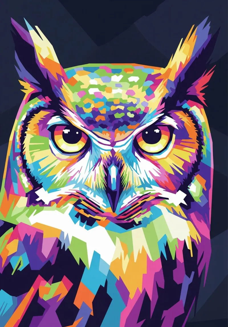 Colorato di gufo (4) poster con telaio in plastica da Wild Life studio