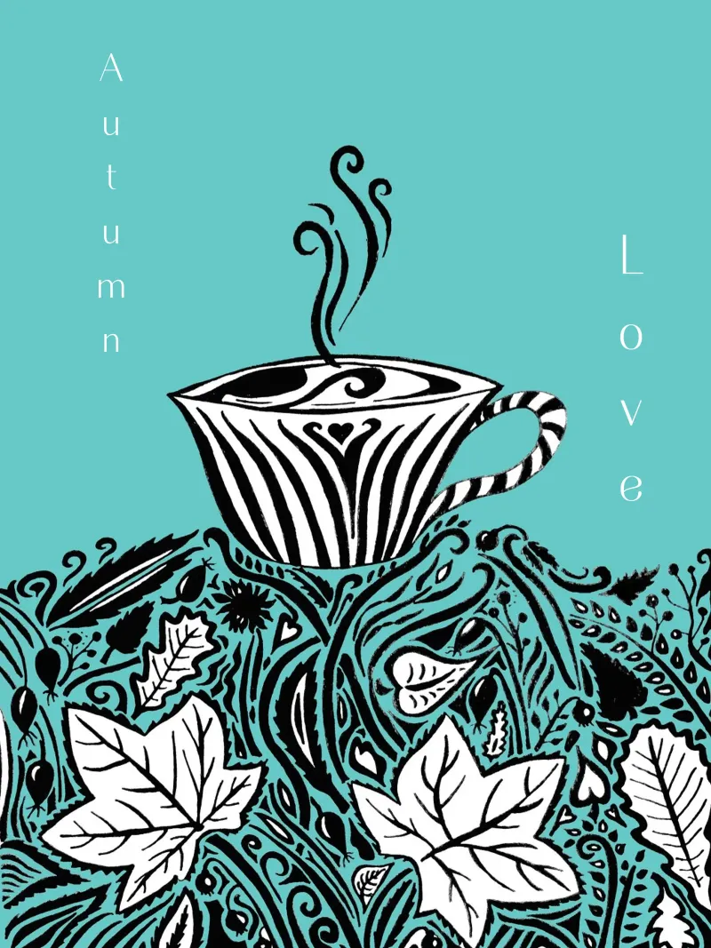 Autumn Love - Türkis poster con telaio in plastica da PaperLine Art