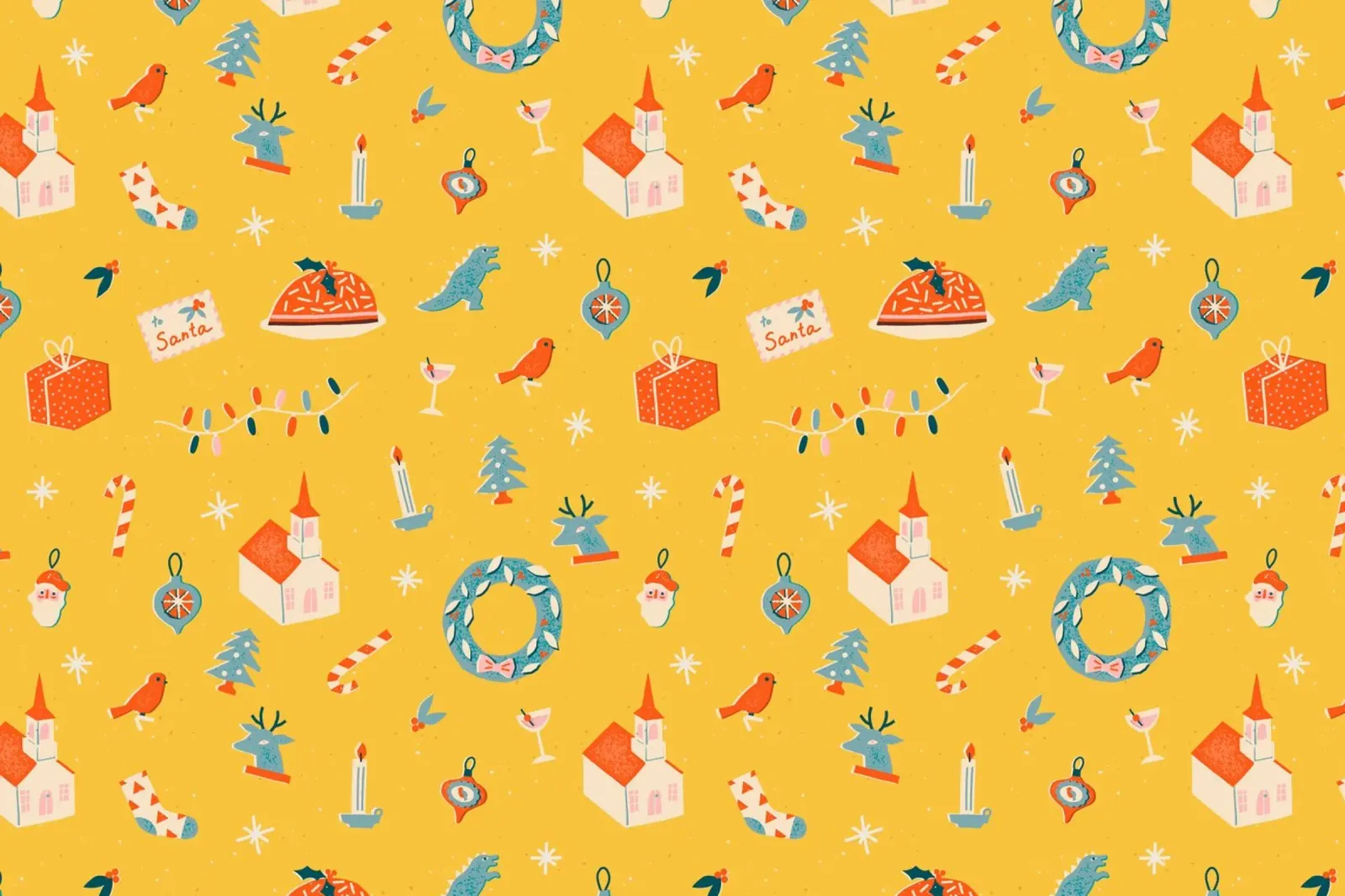 Christmas Pattern No 29 poster con telaio in legno da treechild