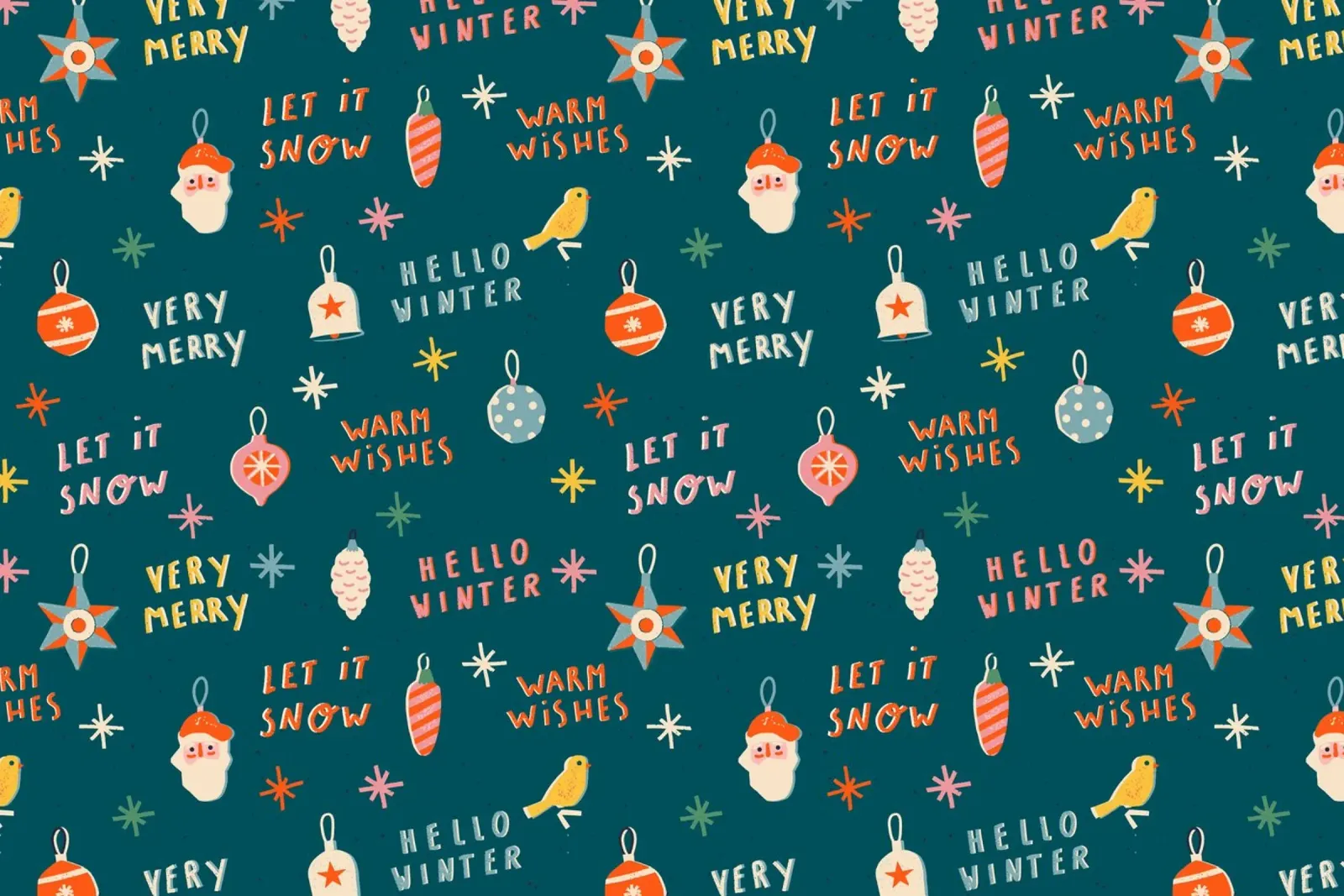 Christmas Pattern No 30 poster con telaio in legno da treechild