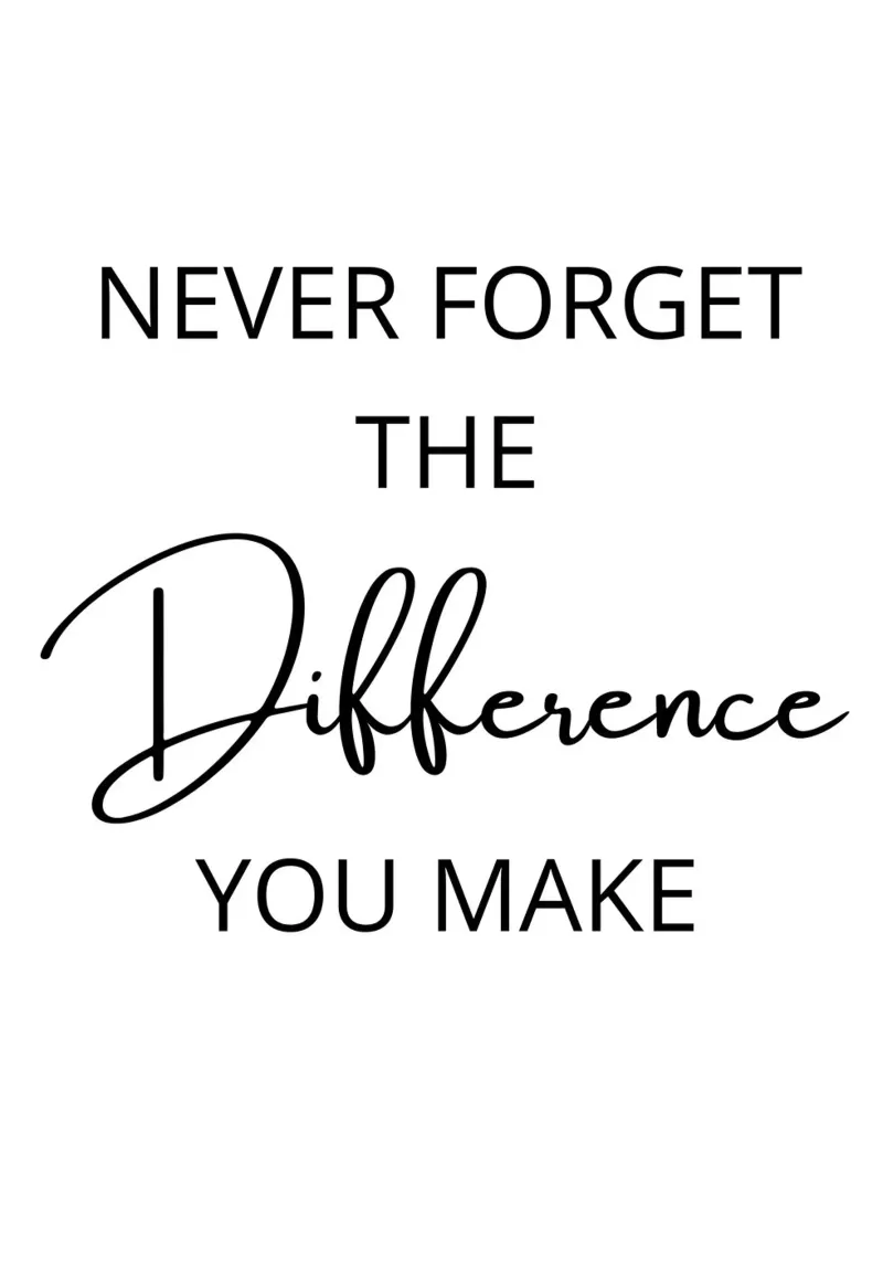 Never Forget The Difference You Make poster con telaio in plastica da ramosashop