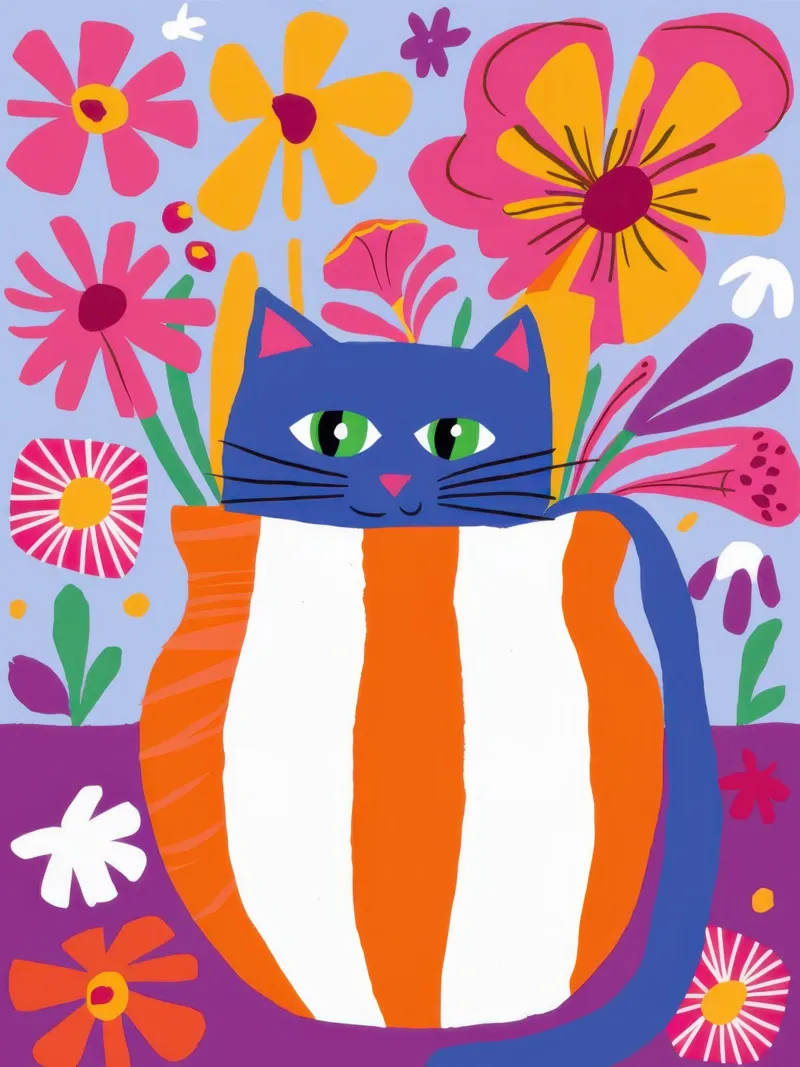 Ritratto di gatto patriottico poster con telaio in plastica da Mark Solaria
