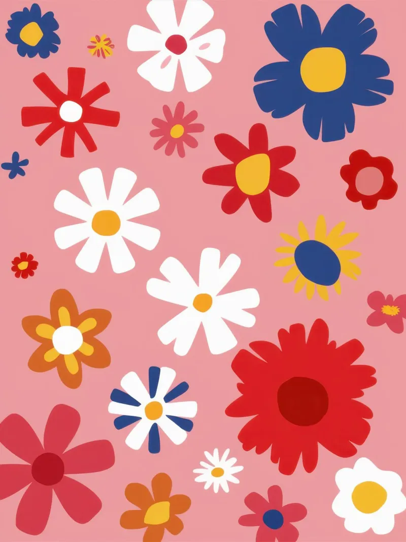 Esplosione floreale retrò poster con telaio in legno da Selene Shade