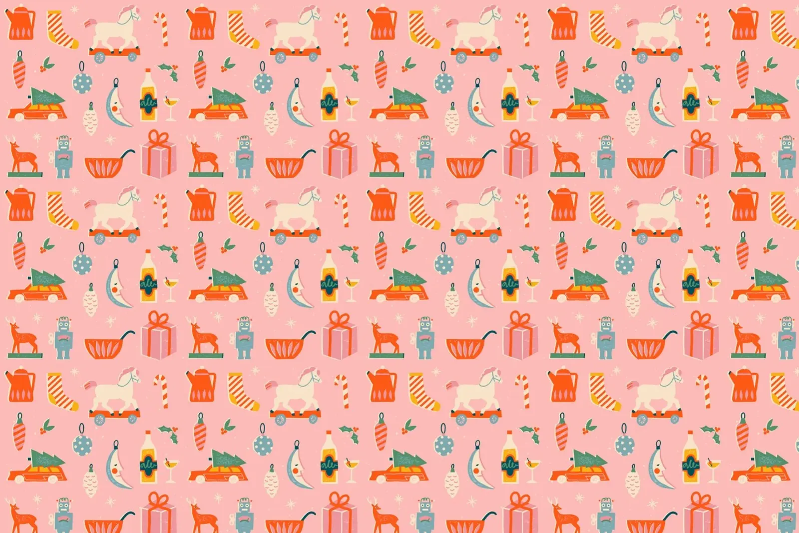 Christmas Pattern No 32 poster con telaio in legno da treechild