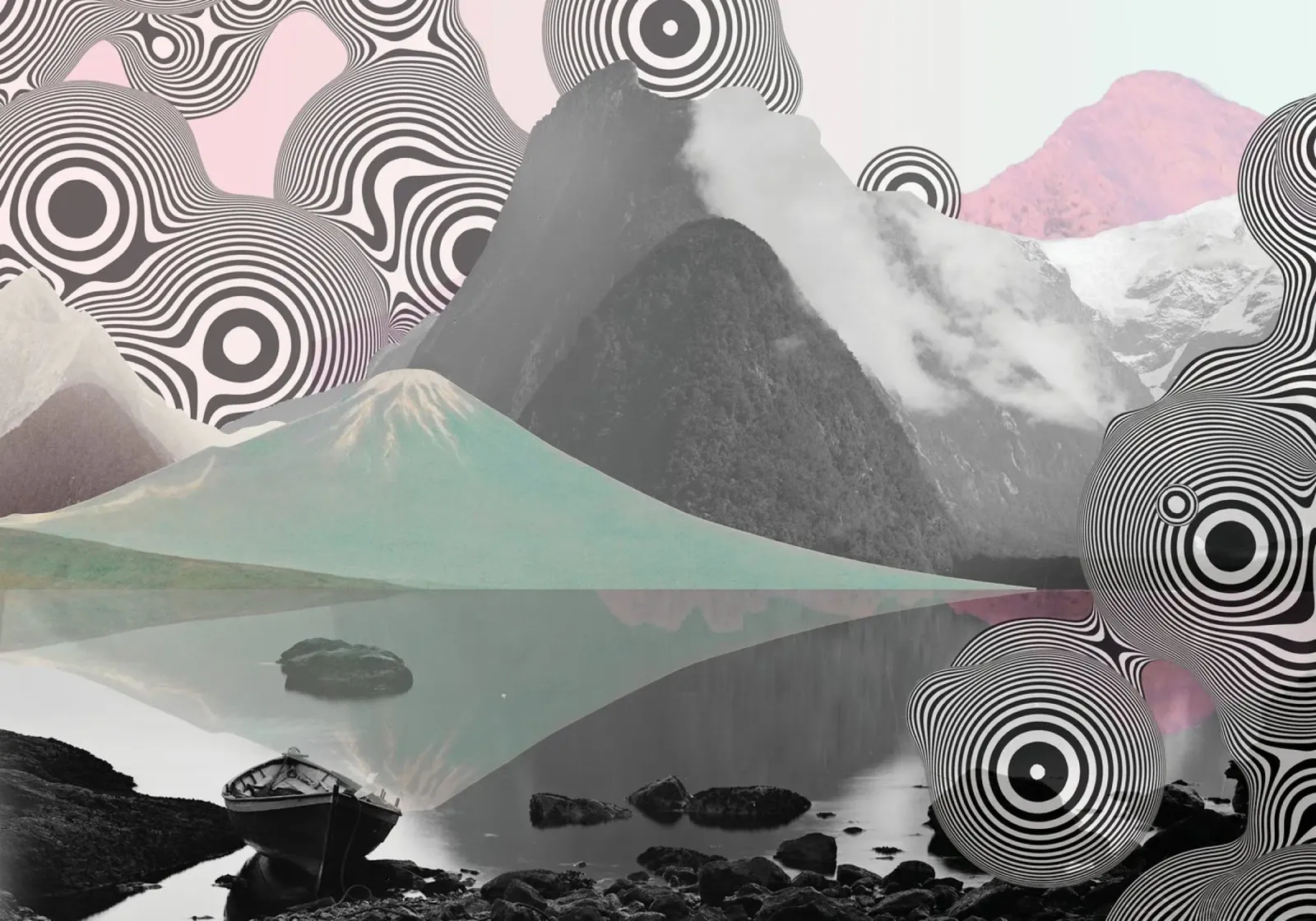 Dreams Beyond Terrain | Press Play Art Print Collage canvas with Floater frame by Press Play Art Prints
