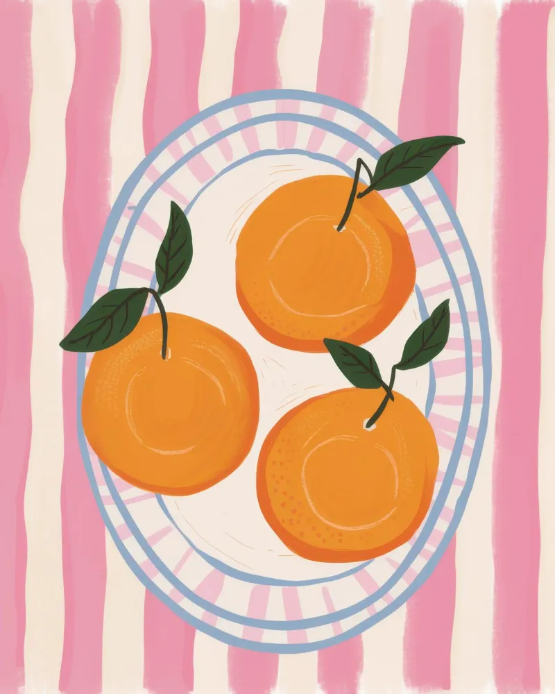 Oranges on Stripe canvas with Floater frame by Gaia Viesta