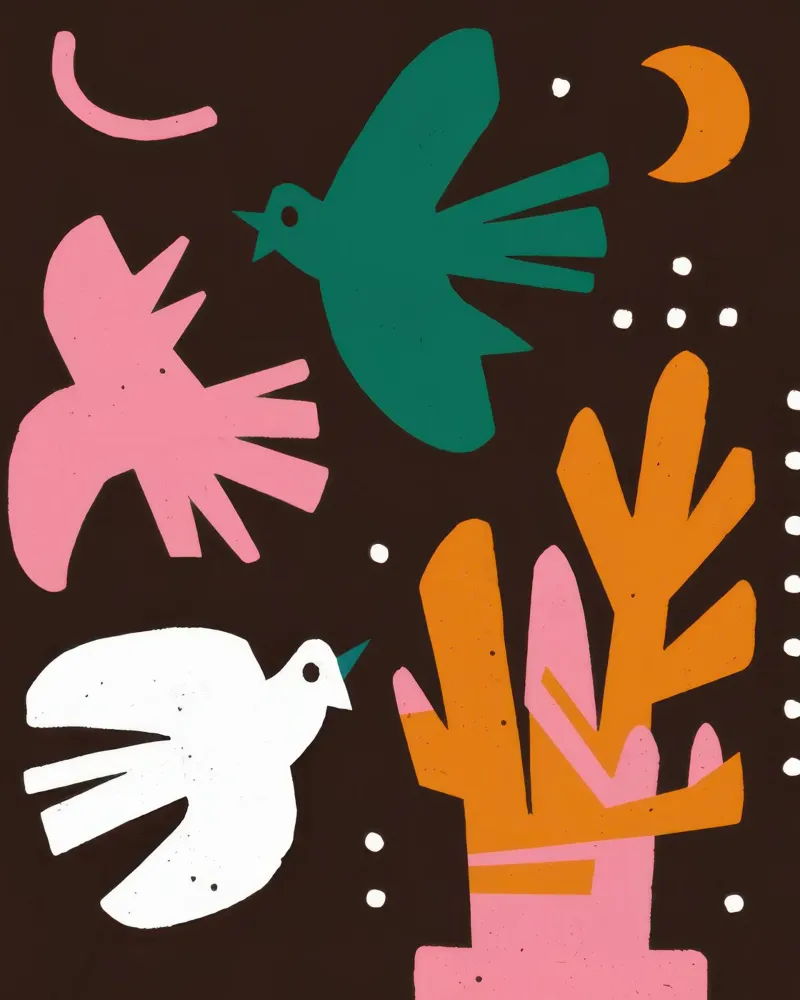 Hemelse Vogeltjesdans canvas met Baklijst van Mark Solaria