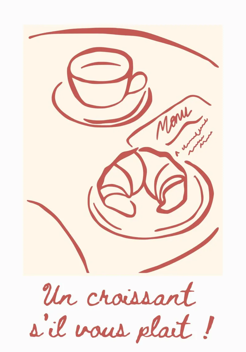 Un croissant s'il vous plait poster con telaio in legno da RS LAB STUDIO