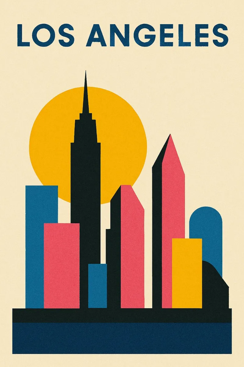 Il cielo di Los Angeles al tramonto poster con telaio in alluminio da JETLAG | affiches voyage