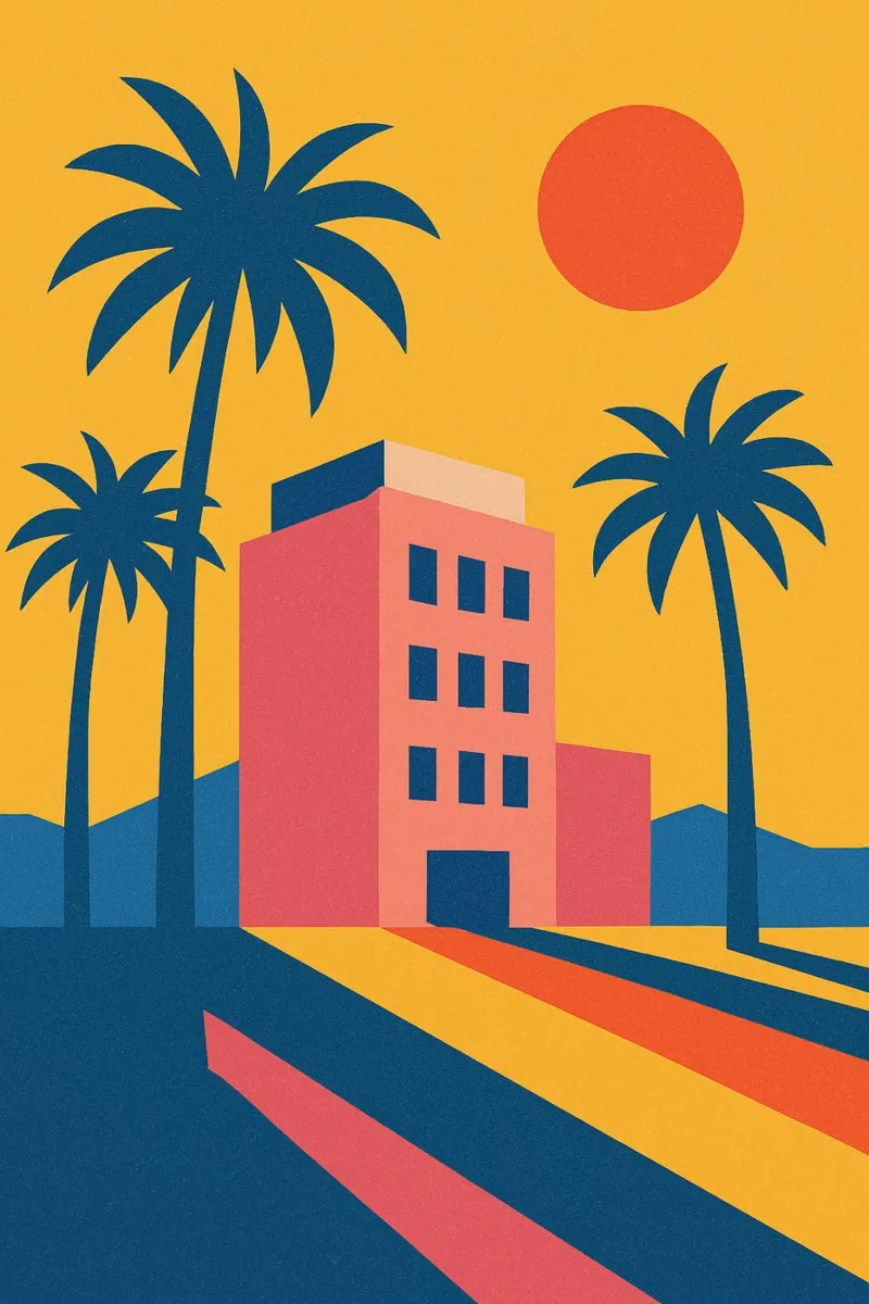 Un'assolata scena retrò a Los Angeles poster con telaio in legno da JETLAG | affiches voyage