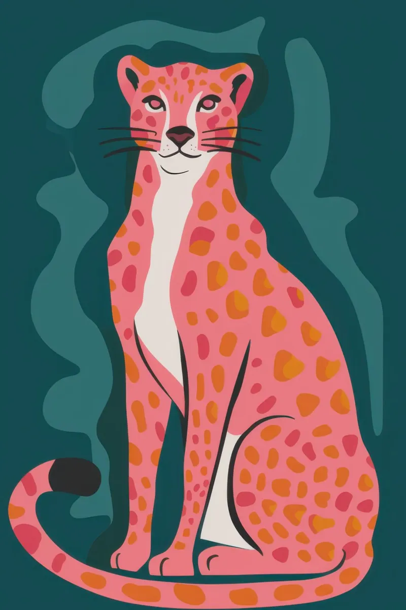 Chromatic Cheetah Repose canvas with Floater frame by Selene Shade