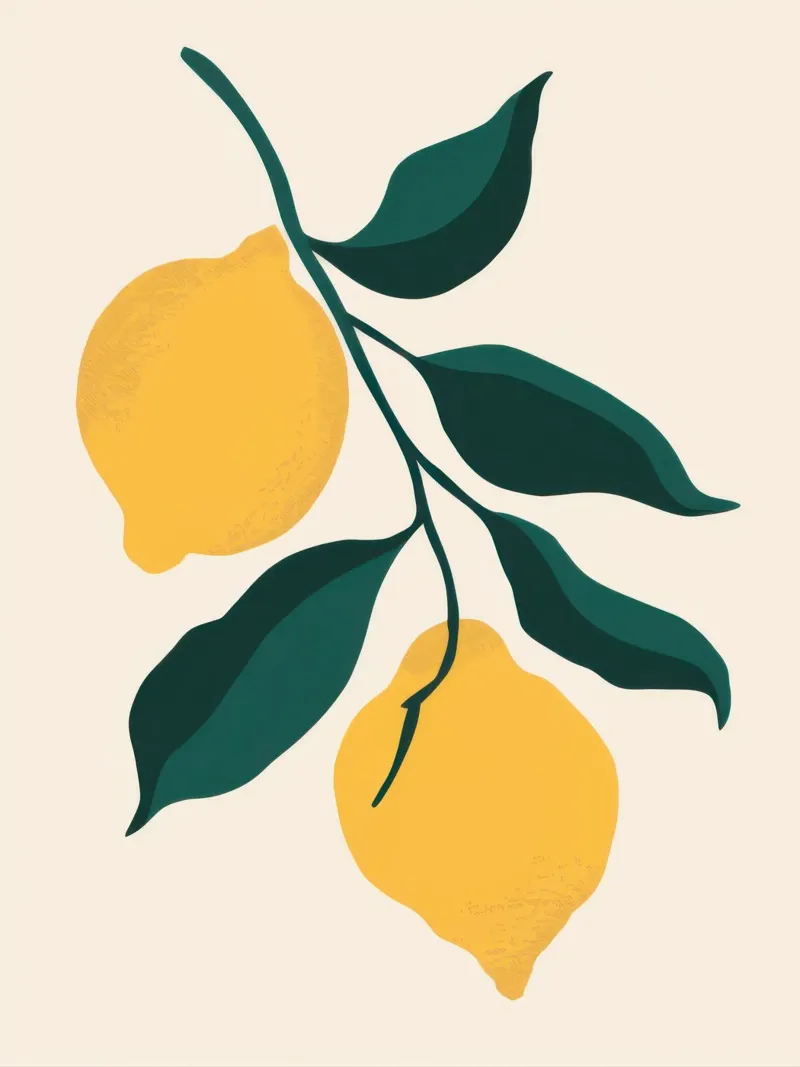 Ramo di limone semplice poster con telaio in plastica da Mark Solaria