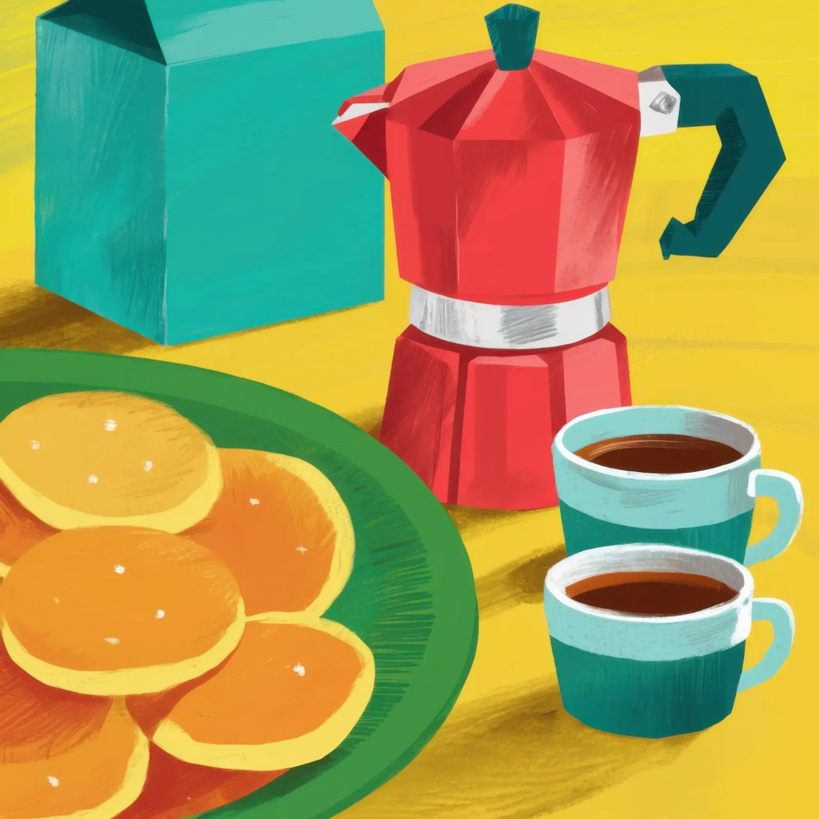 Mattina in caffettiera Moka poster con telaio in legno da Selene Shade