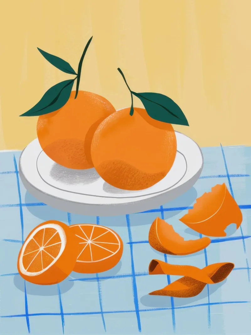 Citrus on Checkers canvas with Floater frame by Selene Shade