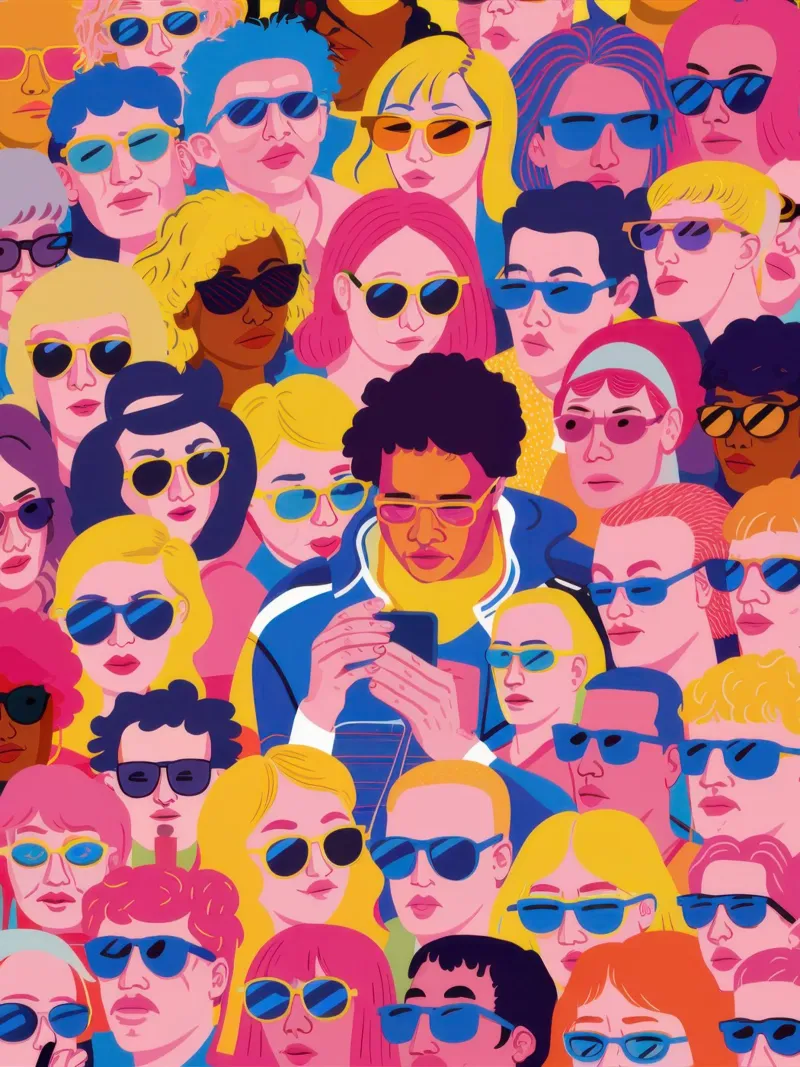 Gafas de sol Crowded Cool poster con marco de madera de Mark Solaria