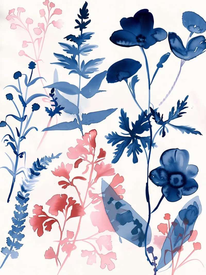 In Indaco e Blush poster con telaio in alluminio da Sophia Calder Studio