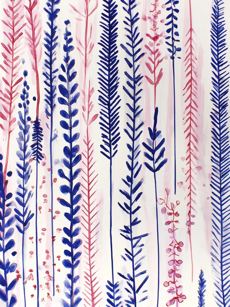 Linee floreali poster con telaio in alluminio da Sophia Calder Studio