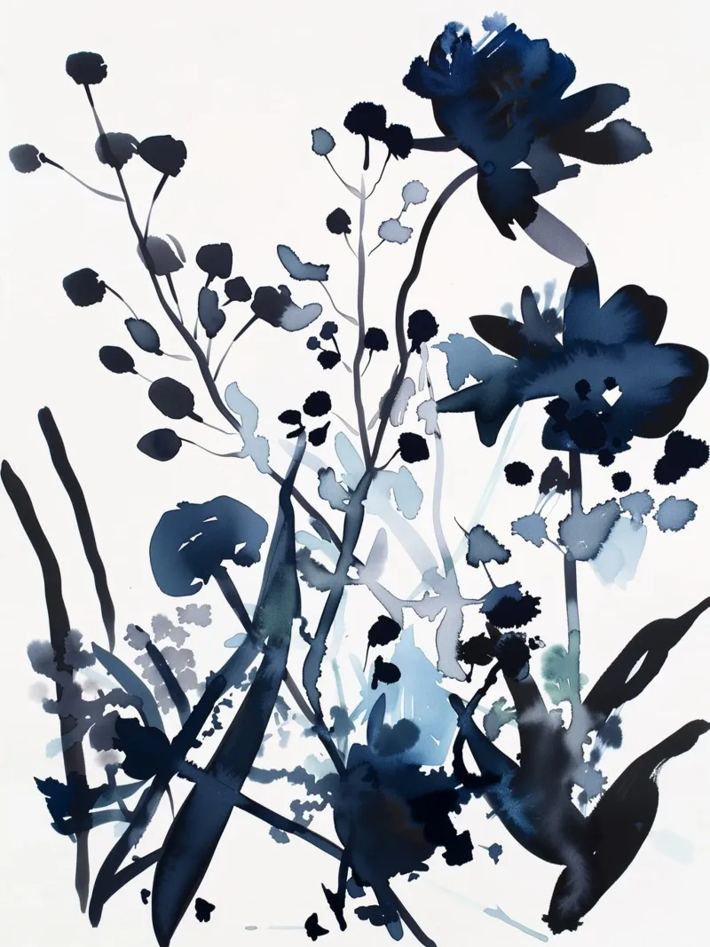 Flora di mezzanotte poster con telaio in alluminio da Sophia Calder Studio