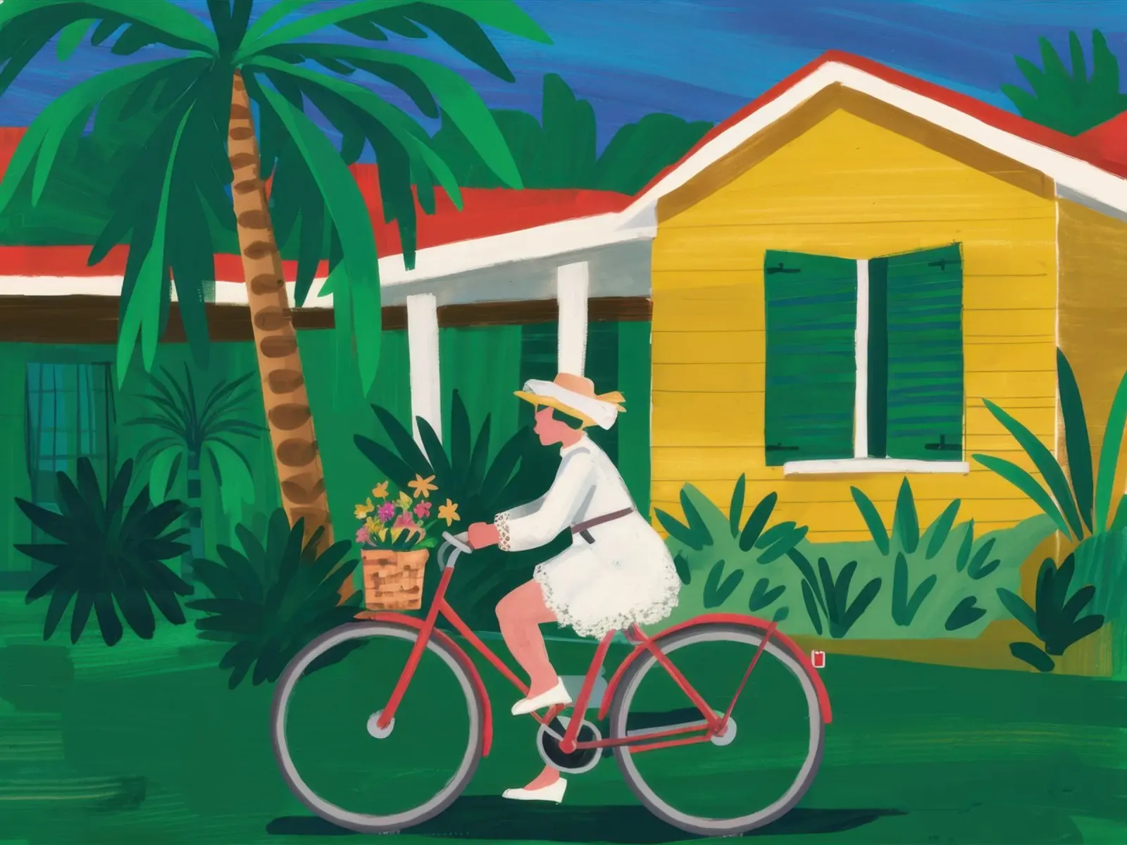Ciclista della Casa Gialla poster con telaio in legno da Trace Brush