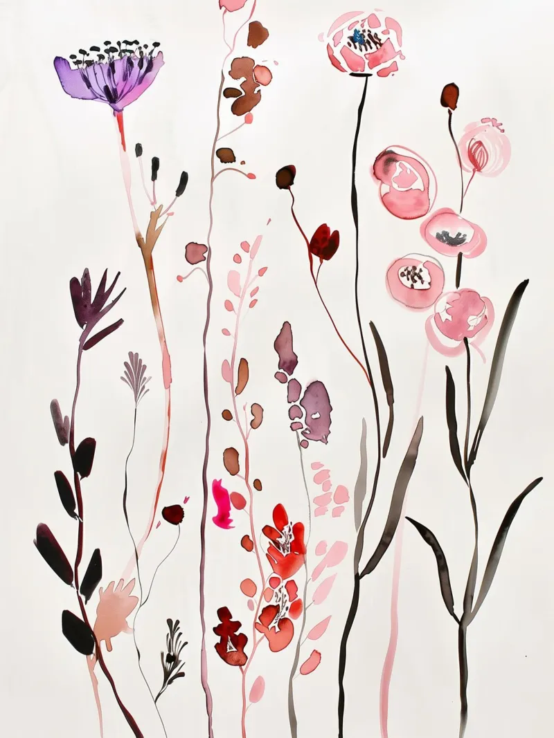 Steli selvatici poster con telaio in legno da Sophia Calder Studio