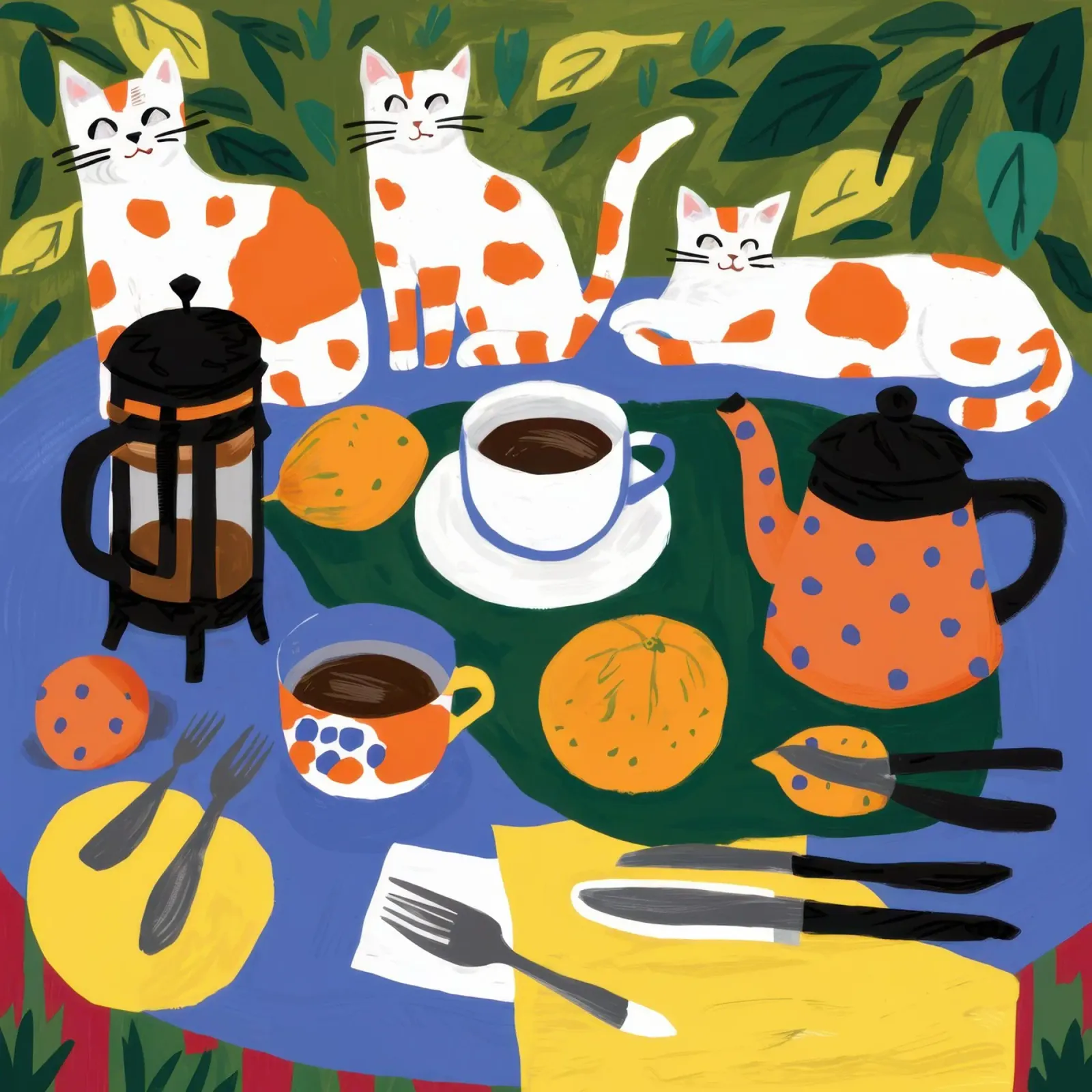 Caos en el desayuno felino poster de Trace Brush