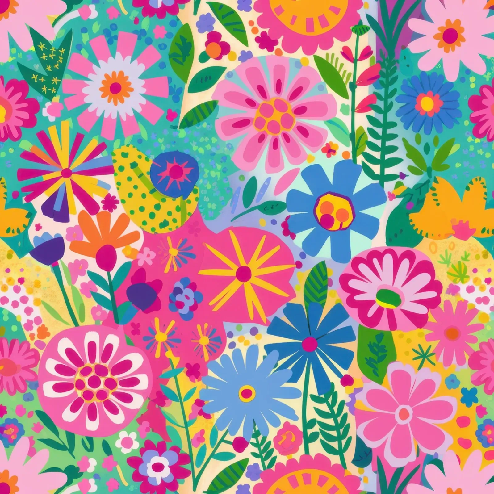 Psychedelic Garden Party canvas with Floater frame by Selene Shade