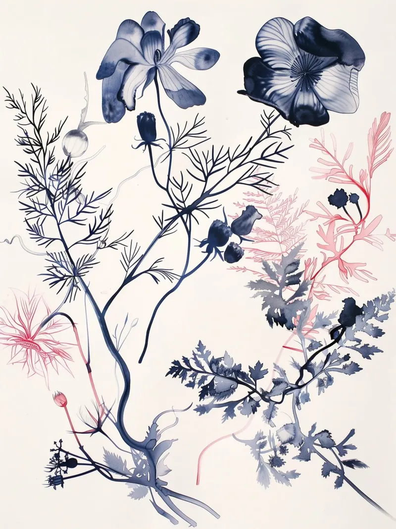 Notturno botanico poster con telaio in plastica da Sophia Calder Studio