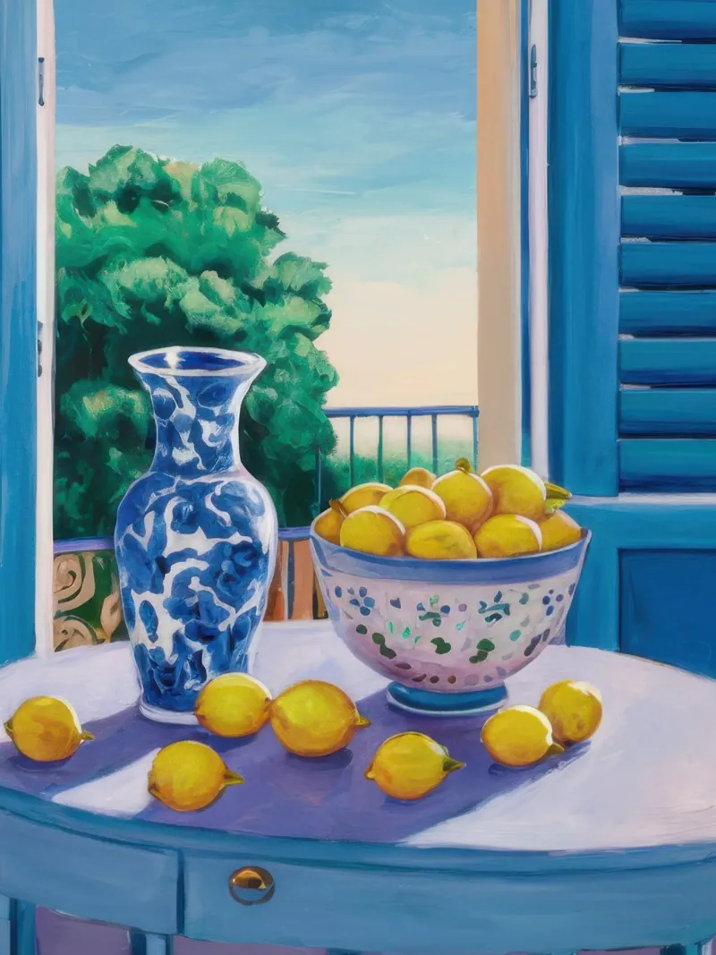 Window with Lemons canvas with Floater frame by Trace Brush