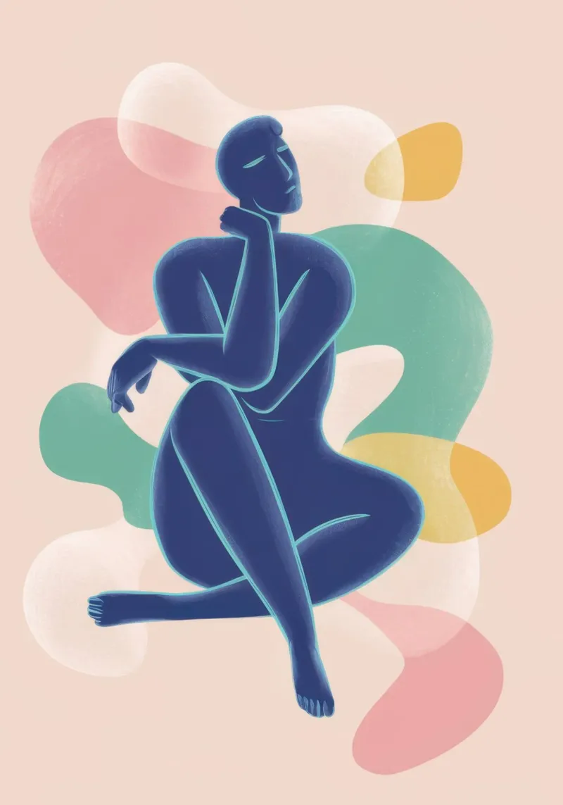 Reclining Figure Abstract canvas with Floater frame by Mark Solaria