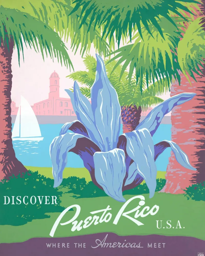 Poster di viaggio d'epoca di Porto Rico Stampa d'arte WPA poster da homdeco