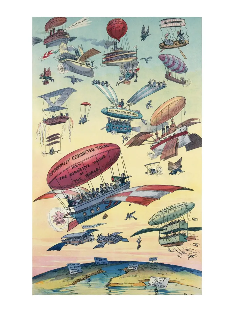 Vintage Fantasy Airship Art Print Retro Aviation poster con telaio in plastica da homdeco