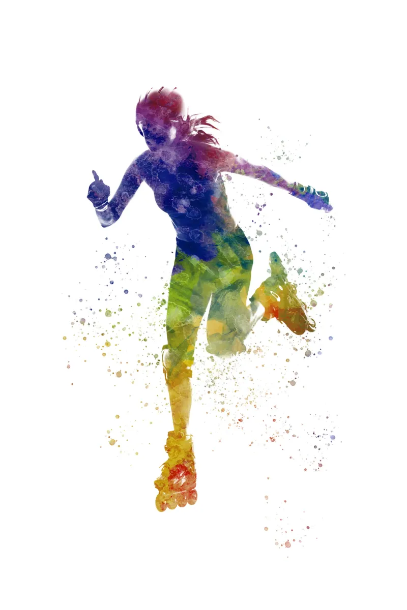 Aquarel schaatser canvas met Baklijst van ⚽ Sports Pulse