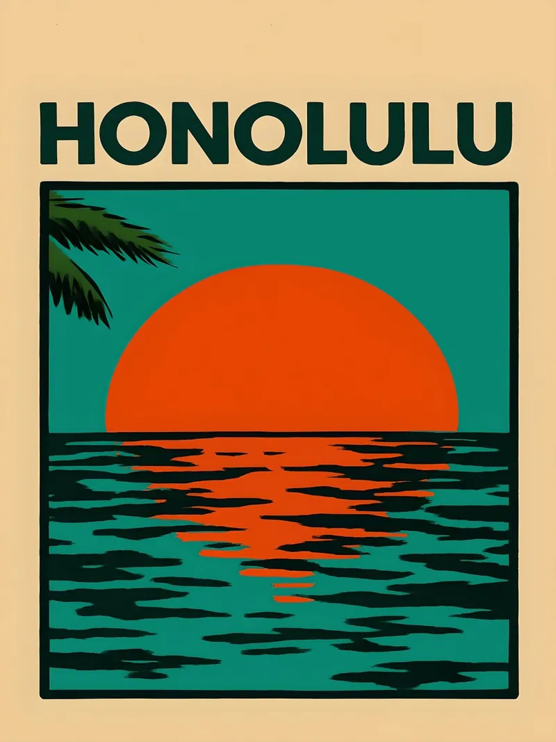 Honolulu vintage retro poster poster da 🥝 KIWI STORE
