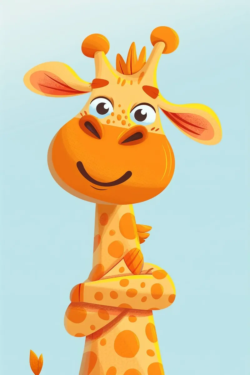 The Selfie Giraffe poster con telaio in legno da wonderfolk