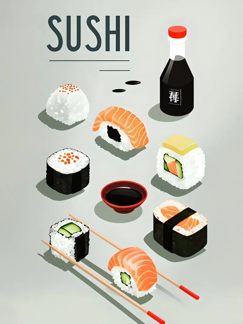 Sushi poster con telaio in alluminio da 🥝 KIWI STORE